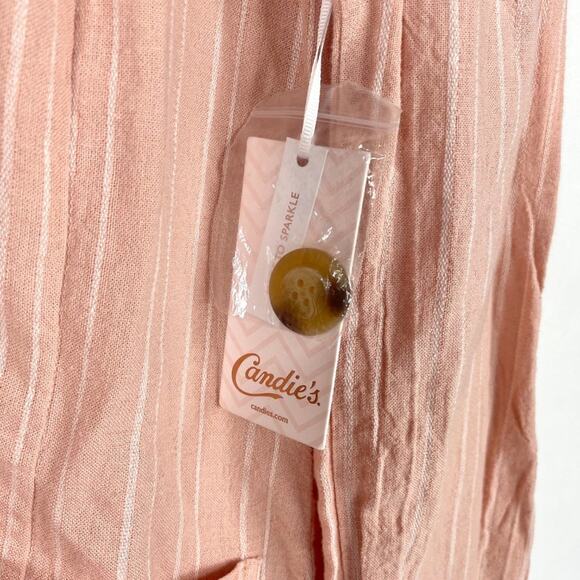 NWT Candie’s Pink Stripe Linen One Button Blazer - Picture 2 of 9